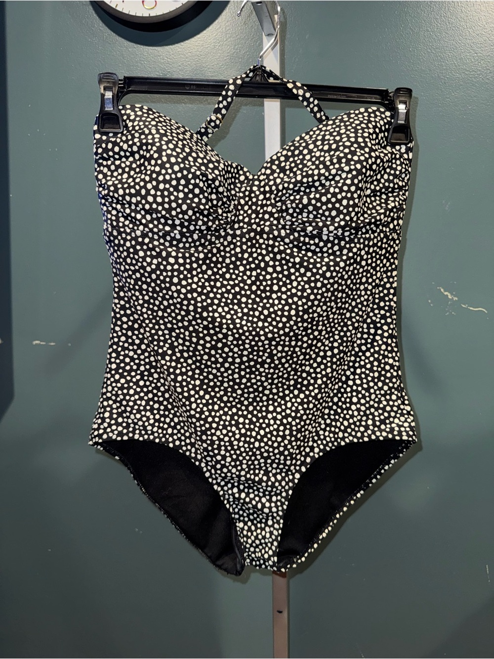 Jones New York Black and White Polka Dot One-Piece Swimsuit